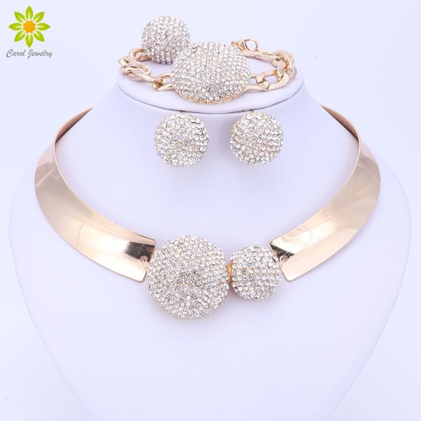 

jewelry sets for women gold color wedding party bridal accessories necklace earrings set fashion crystal pendant costume mx200810, Slivery;golden