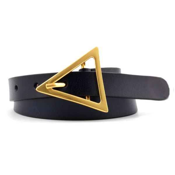 

fashion trendy designer belt waistband female gold pin buckle thin belt 1.8cm triangle belts for women dress party, Black;brown