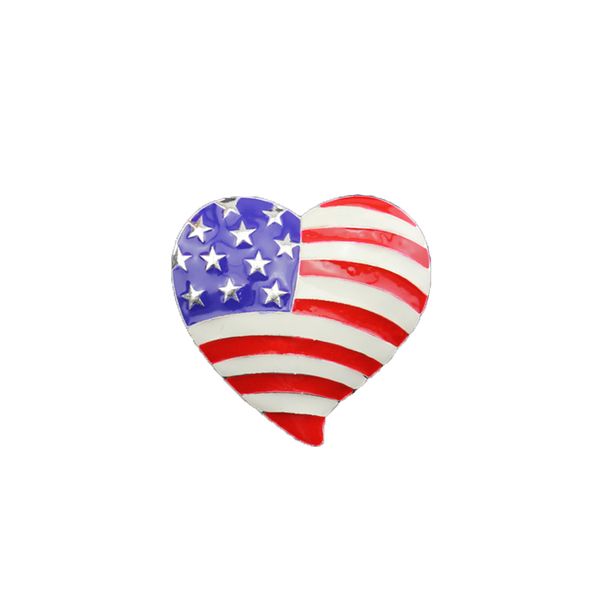 

100pcs/lot metal usa flag patriotic heart shape brooches stars and stripes bead enamel plated silver plated jewelry fashion charms brooch pi, Gray