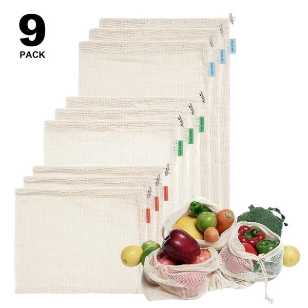 

reusable cotton produce bags washable eco friendly for grocery shopping storage fruit vegetable bags set