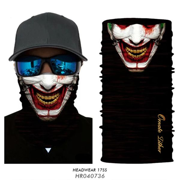 

3d skull face shield headband buffs seamless bandana face mask motorbike headwear neck scarf outdoors cycling ski balaclava mask, Black
