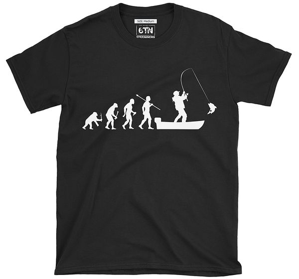 

2019 summer cool men tee shirt mens evolution of man to boat fish t shirt funny t-shirt