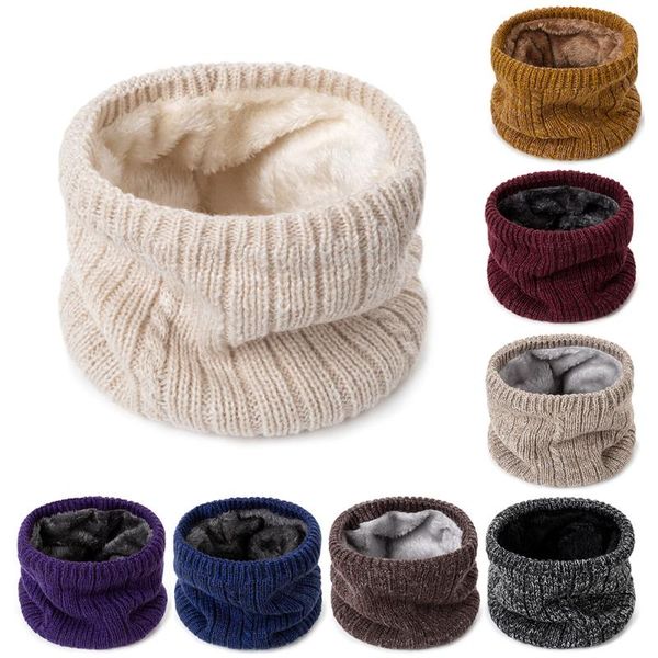

scarves group jump winter warm knitted ring scarf inside velvet elastic knit neck men women thick cotton snood, Blue;gray