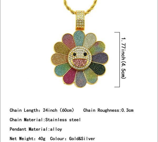 

direct seeding trill haruki long can rotating the sun flower pendant necklace colorful shimmering powder rotation pendant men88, Silver