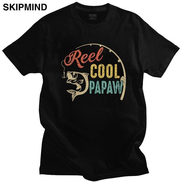 

reel cool fish fisher t-shirt male pre-shrunk cotton funny fishing fathers day tee shirt short sleeve novelty casual tshirt gift