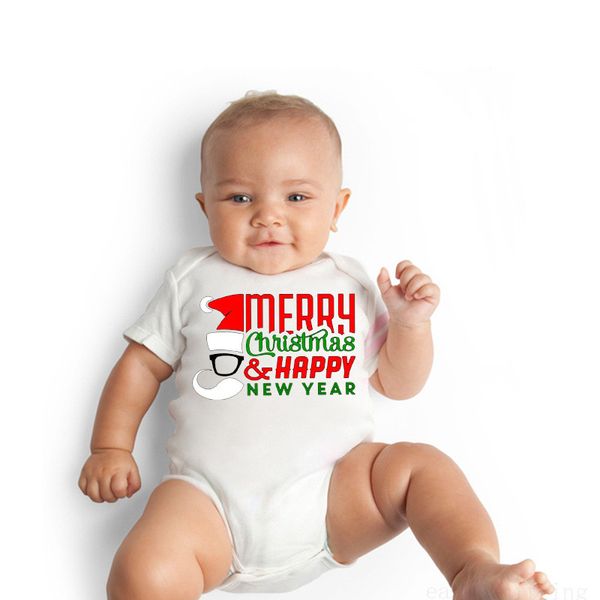 

newborn baby girls romper jumpsuit outfits clothes merry christmas happy new year print 0-24m infant summer clothing outwear, Blue