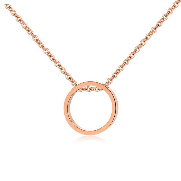 

chains 316l stainless steel necklace round titanium rose gold delicate lady's clavicle chain, Silver