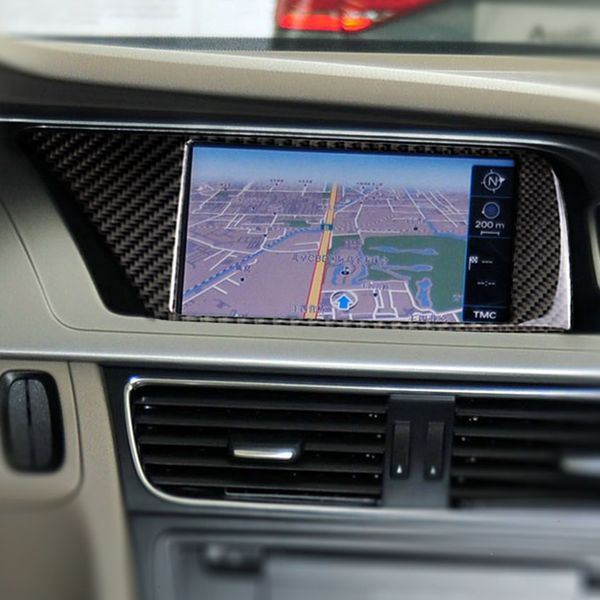 

carbon fiber car interior gps navigation cover trim for audi a4 b8 a5 09-16
