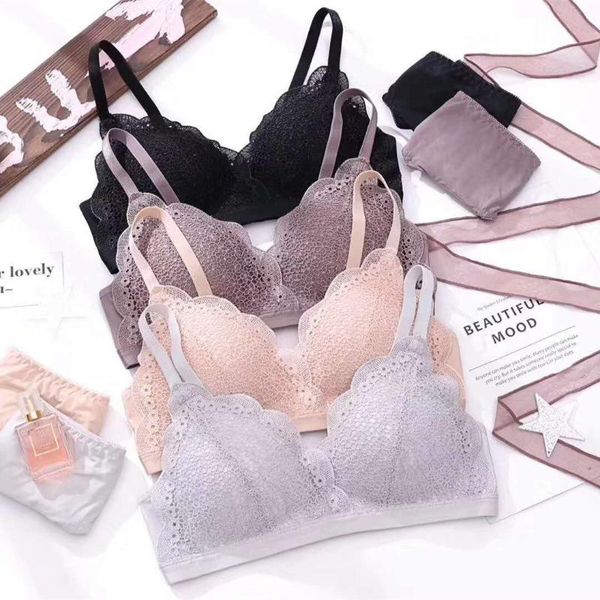 

bras sets women bra set lace bralette suit french triangle cup wire fre lingerie comfortable, Red;black