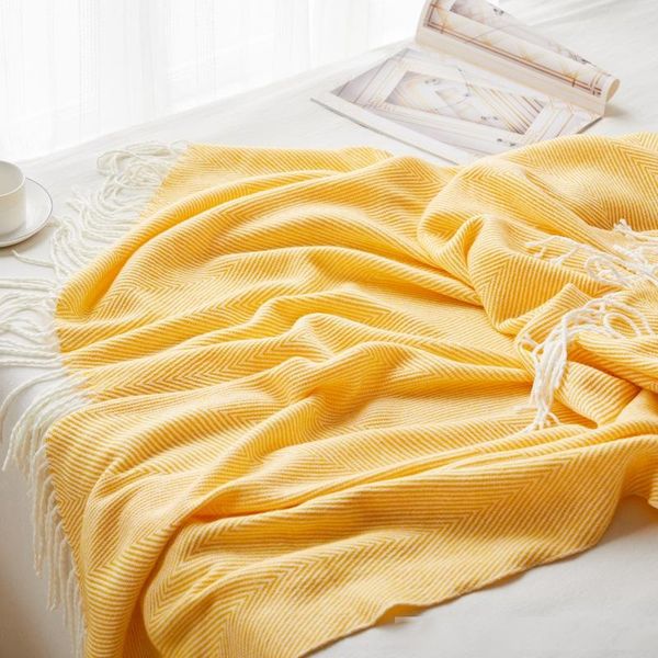

handmade woven wave fringed couch jacquard blanket for home office sofa bedding travel warm nap cover thread blankets
