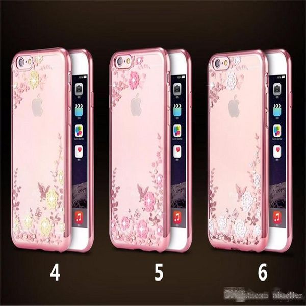 

tpu cover plating case secret garden bling diamond flower case for iphone 7 plus 5s 6 6s plus lg g4 g5 huawei mate8 p8 p9 plus
