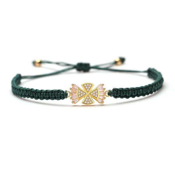 

charm bracelets copper micro paved zircon crystal braided bracelet women men angel cz stone black red blue string macrame jewelry present, Golden;silver