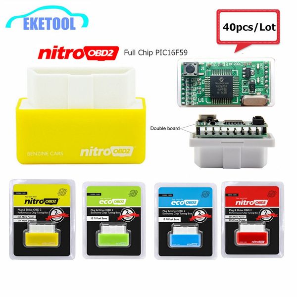 

40pcs/lot double pcb pci16f59 nitroobd2 diesel benzine cars ecoobd2 eco obd2 ecu chip tuning nitro obd2 plug&driver