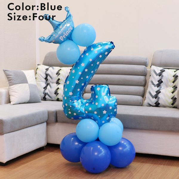 

1 pcs blue pink latex number mini crown long patch inflatable ballon set balls kids boy girl birthday party ballons decoration