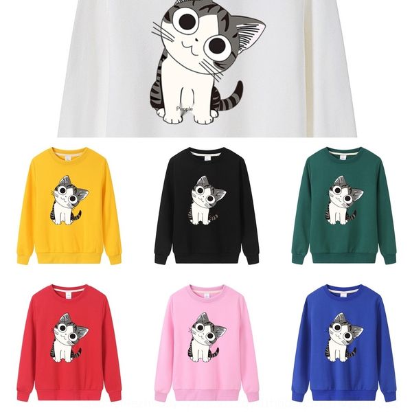 

korean style pullover pulloversweater pullover coat loose casual clothing kitten printing korean style fashionable long sleeve spring and au, Black