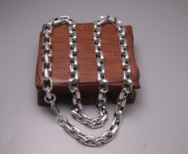 

chains pure solid 925 sterling silver necklace 8mm oblong rolo link chain 22.04"l