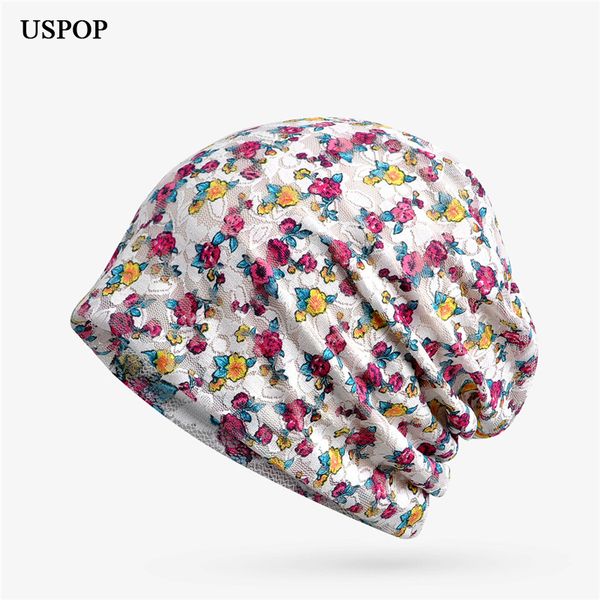 

uspop women spring hat fashion women casual beanies hat female elastic cotton skullies bandana, Blue;gray