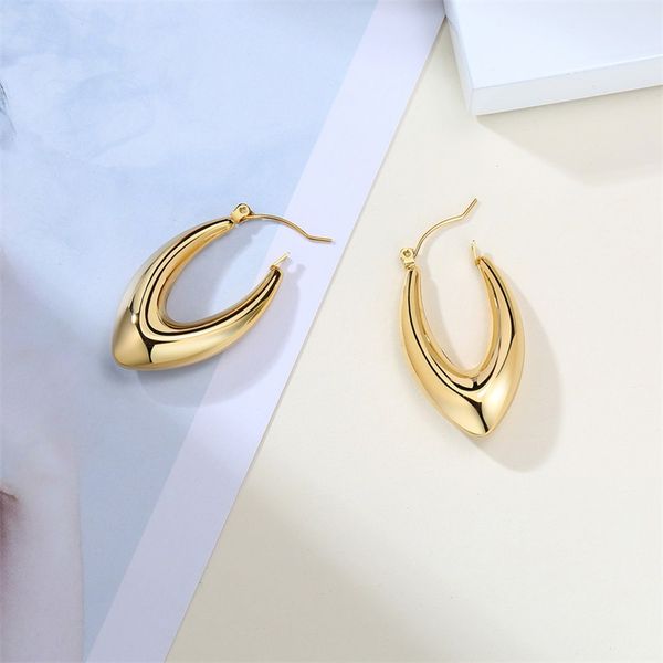 

hoop & huggie stainless steel fashion v tube earrings for women girls wholesale amazing price, Golden;silver