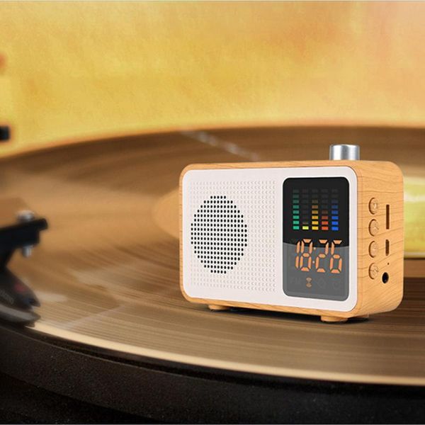 

miaboo retro wood color wireless bluetooth speaker radio with time display r0409
