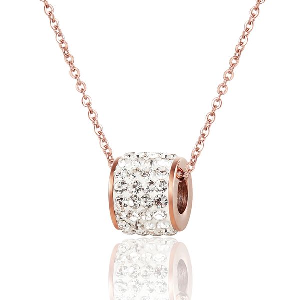 

pendant necklaces arrival beautiful shiny round all zircon necklace for women stainless steel rose gold color woman's favorite jewelry, Silver