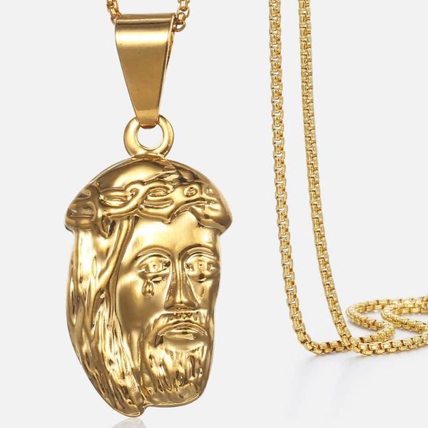 

pendant necklaces trendsmax women's necklace jesus yellow gold filled box chain for men women 45cm 50cm hollow kgp196, Silver