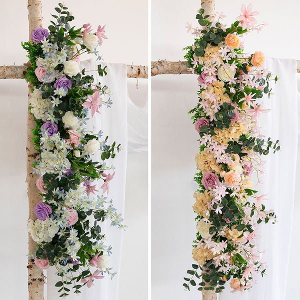 

customized t-stage road arch artificial flower wall wedding party decor props arch flower arrangement row silk flowers
