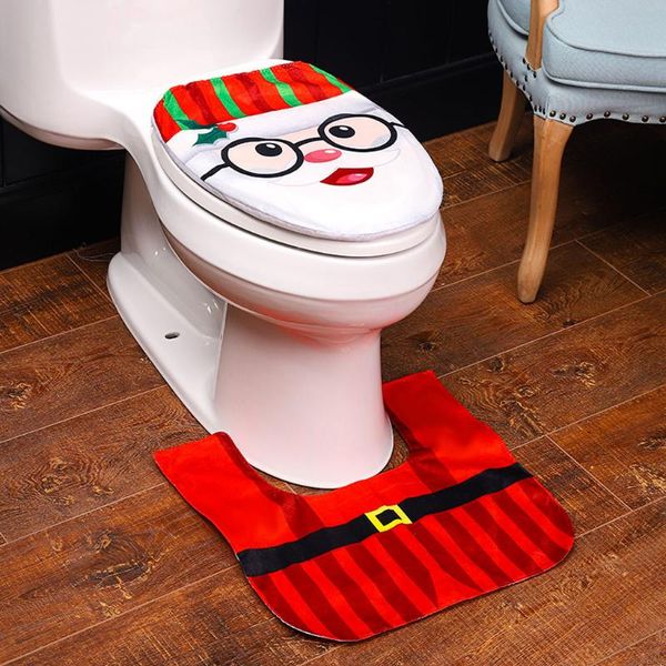 

bath accessory set 2pcs cartoon bathroom accessories sets christmas santa decoration toilet seat cover and carpet combination salle de bain