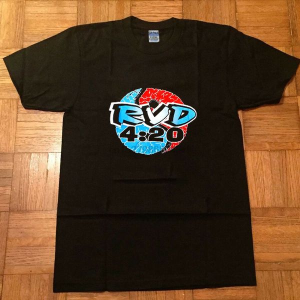

rare-vintage rob van dam rvd 420 ecw t-shirt wrestling black blue red top