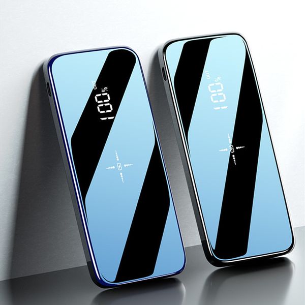 

qi wireless charger led display power banks 10000 mah for samsung mirror screen powerbank external battery wireless power bank