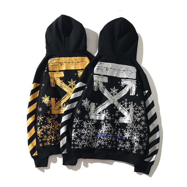 

new authentic bronzing arrow print men's and women's hooded plus velvet couple hoodie hip-hop trend street style, Black