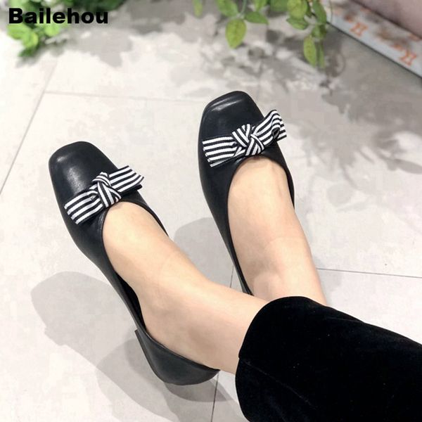 

bailehou women flats shoes slip on loafers soft women casual shoes butterfly knot flat ballet flock platform chaussure, Black
