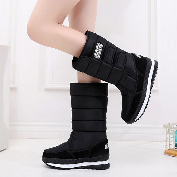 

snow women boots fur shoes women's winter boots round toe rubber women rain winter 2020 new, Black