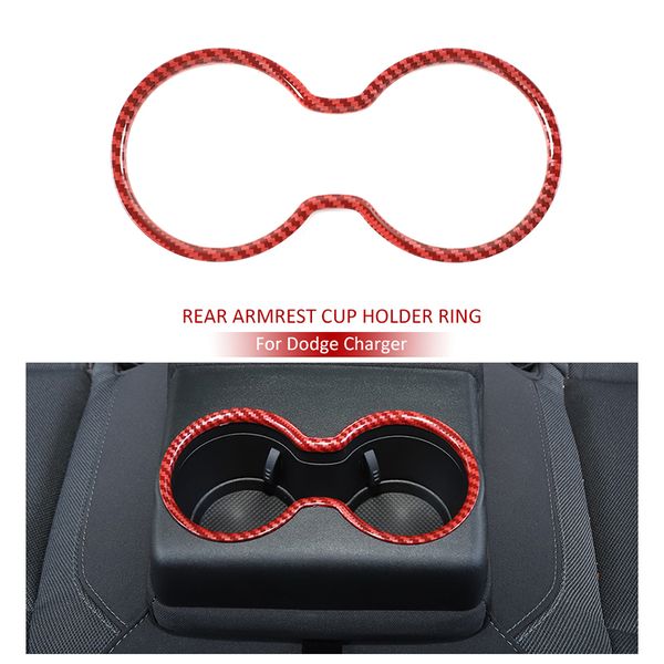 ABS Red Carbon Fiber Cup traseira Decoração Titular guarnição para Dodge Charger 2010+ de alta qualidade Acessórios Interior