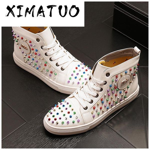 

men brand designer rivet american flag shoes causal flats moccasins 2020 male high rock hip hop mixed color sneakers for man, Black