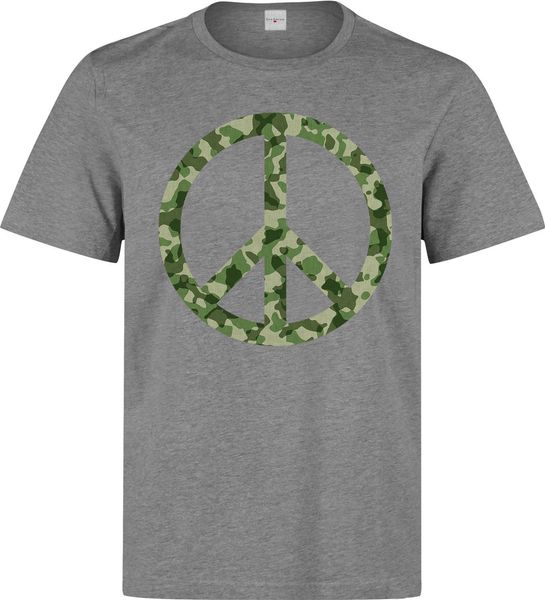 

2019 new summer men fashion camo styled hippie peace sign art men's (woman's available) grey t shirt tee shirt