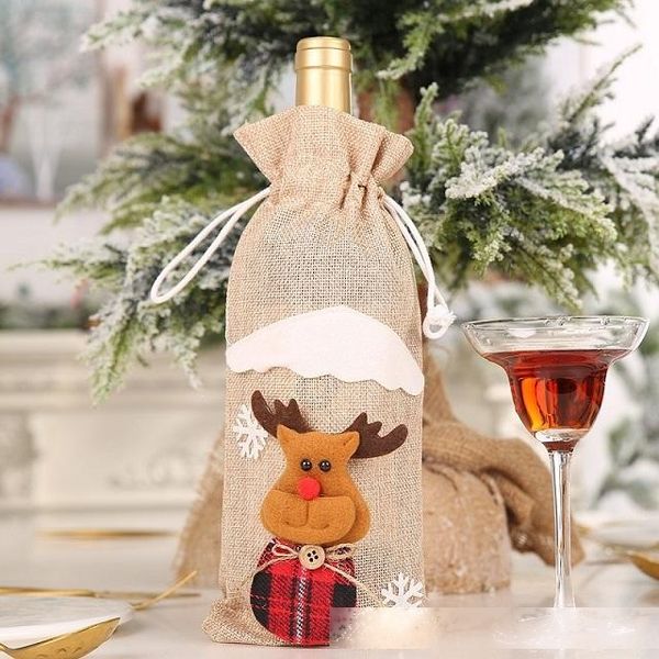 

santa gift bags christmas decorations red wine bottle cover bags xmas santa champagne wine bag xmas gift 30*14cm a438