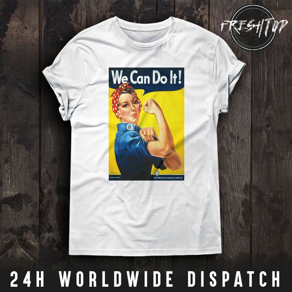 

we can do it t shirt girl power grl pwr female world war ii pin up