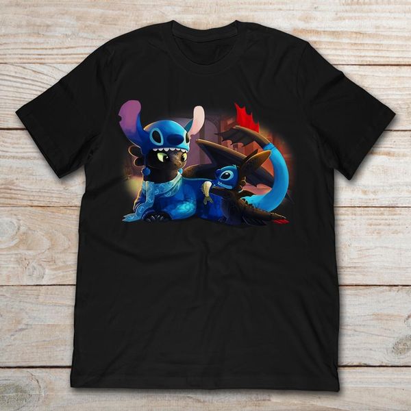 

night fury toothless and stitch fiend t-shirt