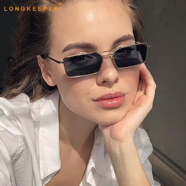 

sunglasses longkeeper rectangle women designer square men vintage metal frame shades oculos feminino, White;black