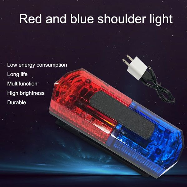

traffic light warning led stainless steel clip red blue flash rechargeable night road outdoor dark area lamp