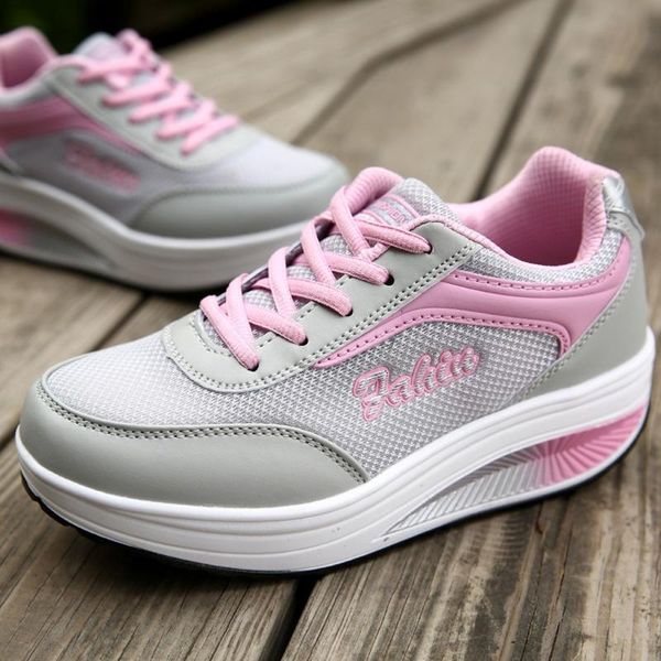 

women sneaker mesh heightening shoes soft bottom rocking sneakers female girls soft running shoes #s, Black