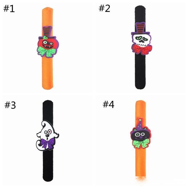 

halloween slap wristband kids bracelet pumpkin ghost skull cat shapped wristband halloween party decoration gifts 4 style