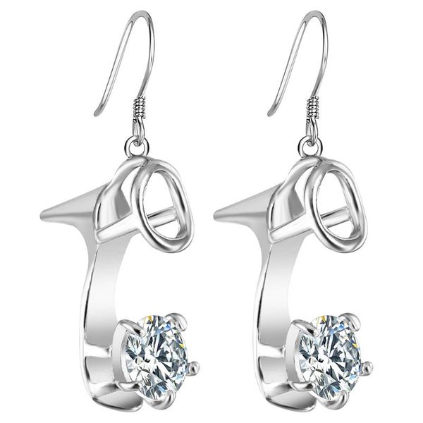 

unique high heel shoe earrings cubic zirconia trendy gold-color jewelry white champagne pink cz dropping earring for women gift, Silver