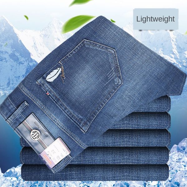 

high waist jeans for man pant black blue summer denim mens jeans thin straight