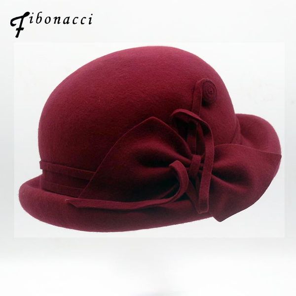 

fibonacci 2020 new brand quality autumn winter fedora hat wool felt women hat headwear beret elegant floral formal fedoras, Blue;gray