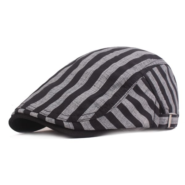 

berets striped beret men's casual front cap youth female, Blue;gray