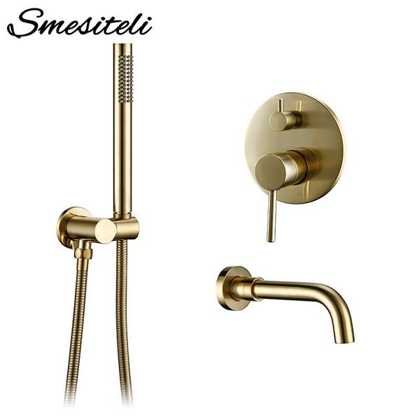 

solid brass gold shower set headshower mixer swivel spout bath bath faucet wall mount shower arm combo set for diverter mixer bbyyyl