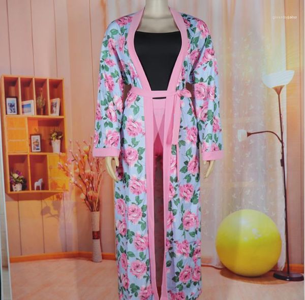 

elegant fashion casual suits 3pcs womens rose print sets designer spring pencil pants long sleeve sashes outwears females, White