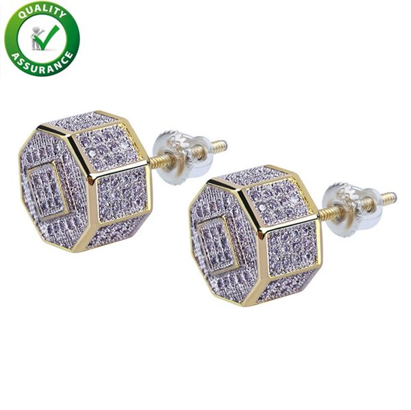 

Designer Earrings Luxury Jewelry Men Earrings Hip Hop Iced Out Diamond Stud Square Screw Gold Bling Pandora Style Charms Rapper Wedding Gift