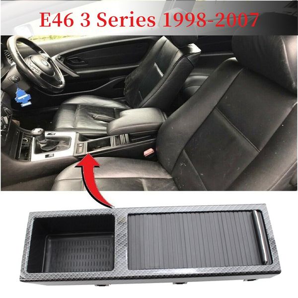 

for- e46 3 series 1998-2007 front center console tray water storage drink cup holder 51167038323 carbon fiber